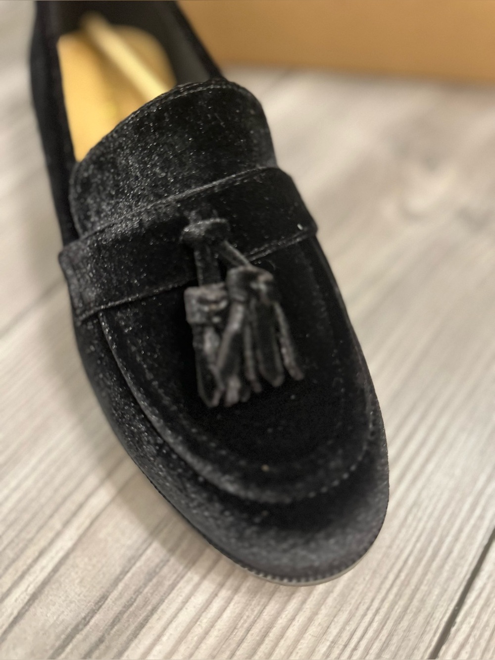 J. Crew Black Velvet Tassel Loafers Women’s Slip On Flats NIB - Picture 3 of 6